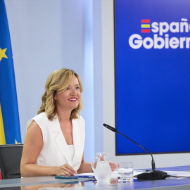 La ministra Portavoz, Pilar Alegría, durante una rueda de prensa posterior a la reunión del Consejo de Ministros, en el Palacio de La Moncloa, a 27 de agosto de 2024.