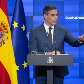 El presidente del Gobierno, Pedro Sánchez, comparece para hacer balance del curso político, en el Complejo de la Moncloa