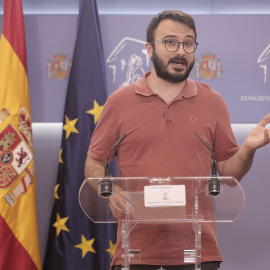 20/07/2021.- Imagen de archivo del diputado de la CUP, Albert Botran, en una rueda de prensa en el Congreso.  E. Parra. / Europa Press