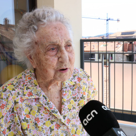 Maria Branyas en una entrevista amb l'ACN l'any 2019.