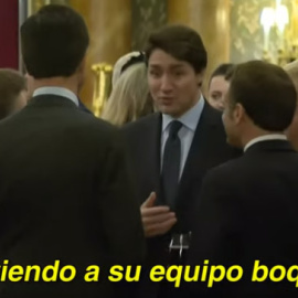 Trudeau, Macron, Johnson y Rutte conversan sobre Trump en el palacio de Buckingham. (YOUTUBE)