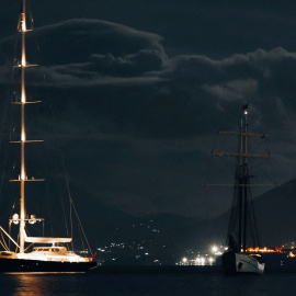 Vista del yate de lujo 'Bayesian', un velero de 56 metros de largo, en Santa Flavia (Italia) en una imagen obtenida de las redes sociales.