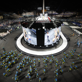 La delegación ucraniana durante la ceremonia de inauguración de los Juegos Paralímpicos París 2024, celebrada este miércoles en la capital francesa.