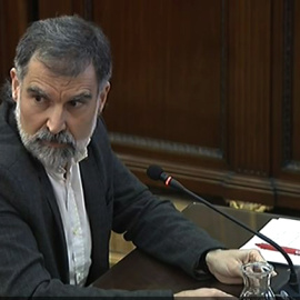 El líder de Òmnium Cultural, Jordi Cuixart, durante una de las sesiones del juicio del 'procés'. / Europa Press-Archivo