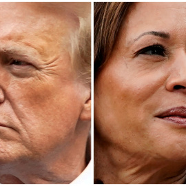 Donald Trump y Kamala Harris en imágenes de archivo.