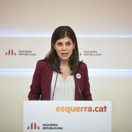 Marta Vilalta, portaveu d'ERC, durant la roda de premsa en què s'han donat a conèixer els resultats de la consulta a la militància sobre la investidura de Pedro Sánchez.