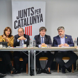 Una imatge de la reunió a Brussel·les de JxCat. JUNTS PER CATALUNYA