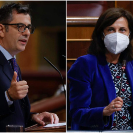 La ministra de Defensa, Margarita Robles, y el ministro de Presidencia, Félix Bolaños, esta pasada semana en el Congreso de los Diputados.