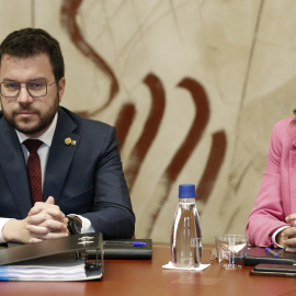 (3/5/2022) El presidente de la Generalitat, Pere Aragonès junto a la consellera de la Presidència, Laura Vilagrà durante la reunión semanal del Govern, celebrada este martes.