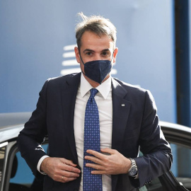 05/05/2022. El primer ministro griego, Kyriakos Mitsotakis, en su llegada a una reunión del Consejo Europeo.