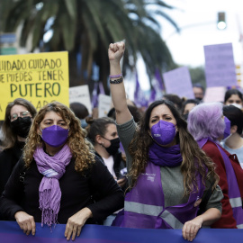 6/5/22-Mujeres manifestándose, a 8 de marzo de 2022, en Málaga.