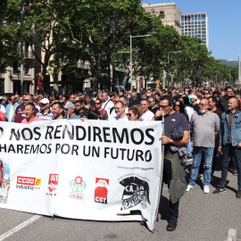 11/05/2022 - La mobilització d'aquest dimecres dels antics treballadors de Nissan per reclamar la reindustrialització.