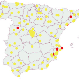 Mapa con las poblaciones agraciados en el Sorteo de la Lotería de Navidad