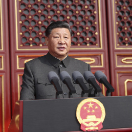 30/09 / 2019.-  Xi Jinping, pronunciando su discurso durante el desfile. / Fotografía distribuida por la Agencia de Noticias Xinhua.