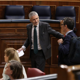 El ministro de la Presidencia, Relaciones con las Cortes y Memoria Democrática, Felix Bolaños, y el ministro del Interior, Fernando Grande-Marlaska, en el Congreso, a 12 de mayo de 2022, en Madrid.