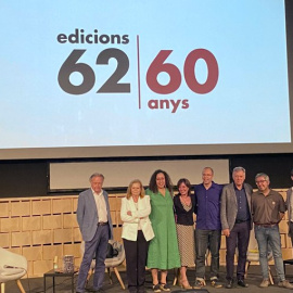 Acto de celebración del sexagésimo aniversario de la editorial Edicions 62 en Barcelona.