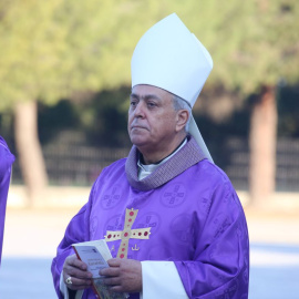 El obispo de Tenerife, Bernardo Álvarez, durante la peregrinación al Santuario del Sagrado Corazón del Cerro de los Ángeles en Getafe, a 3 de abril de 2019.