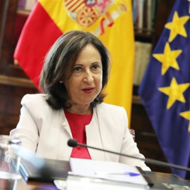 La ministra de Defensa en funciones, Margarita Robles, durante la recepción a los Jefes de las misiones internacionales en las que participa España.Jesús Hellín - Europa Press