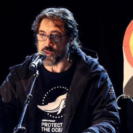 Javier Bardem llamó "estúpidos" a Almeida y Trump durante su intervención en la Marcha por el Clima de Madrid. / KIKO HUESCA (EFE)