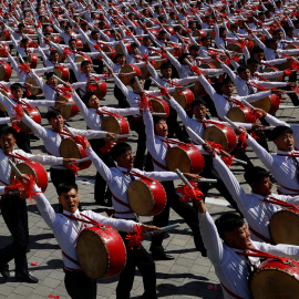 Corea del Norte celebra su 70 aniversario con un desfile en el que no exhiben misiles intercontinentales | Reuters/ Danish Siddiqui