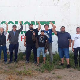 Miembros del Sindicato Andaluz de Trabajadores (SAT), tras ocupar por duodécima vez la finca de Somontes (Córdoba)