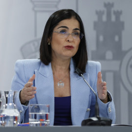 La ministra de Sanidad, Carolina Darias, ofrece una rueda de prensa al término de la reunión del Consejo Interterritorial del Sistema Nacional de Salud, este miércoles en Madrid.