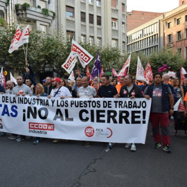 Manifestación en protesta por el cierre de la planta de Vestas en León. E.P.