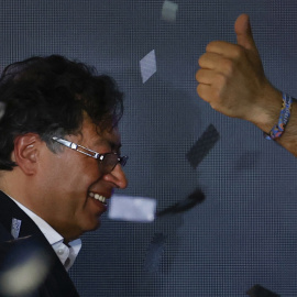 30/05/2022 - El candidato a la presidencia de Colombia Gustavo Petro celebra este domingo los resultados al finalizar la jornada de las presidenciales en Bogotá (Colombia).