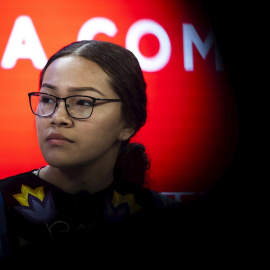 21/01/2020 - La activista Autumn Peltier durante una conferencia en Davos. / EFE - GIAN EHRENZELLER