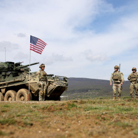 Soldados de EEUU, de la compañía Army Stryker, participan en un entrenamiento.