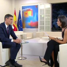 El presidente del Gobierno, Pedro Sánchez, durante la entrevista en 'El Objetivo'.