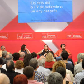 El primer secretari del PSC en el col·loqui d'aquest dijous, 6 de setembre, a la Fundació Rafael Campalans, en què també han participat els diputats socialistes Eva Granados i Ferran Pedret; l'exportaveu de CSQP, Joan Coscubiela, i les acadèmiques As