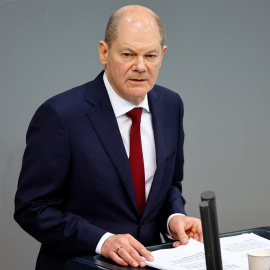 Olaf Scholz durante una intervención en el parlamento alemán.