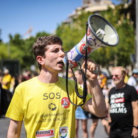 09/06/2022 - Una imatge de la manifestació dels docents d'aquest dijous al centre de Barcelona.