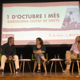 Javier Pérez Royo, Ada Colau i Marcel Mauri en la cloenda de les jornades '1 d'octubre i més. Barcelona ciutat de drets', a la presó Model / MD