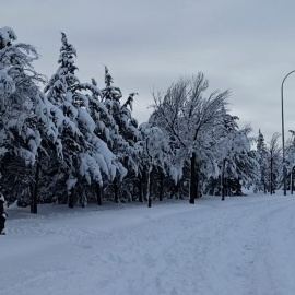 Tres Cantos continúa con grandes cantidades de nieve acumuladas