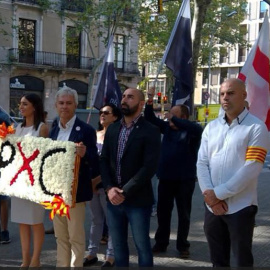 De izda. a dcha.: Jordi de la Fuente, Mónica Lora (secretaria general de PxC), August Armengol (presidente) y el concejal de Salt (Girona) Sergio Concepción.