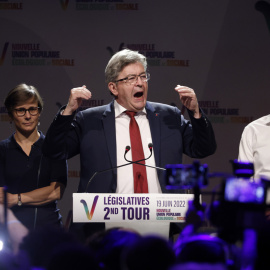 Jean-Luc Mélenchon, tras conocer los primeros resultados de las elecciones legislativas en Francia.