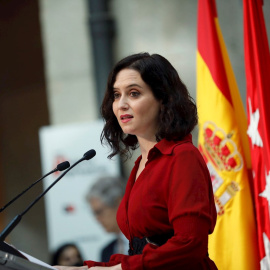 La presidenta de la Comunidad de Madrid, Isabel Díaz Ayuso, da un discurso este martes.