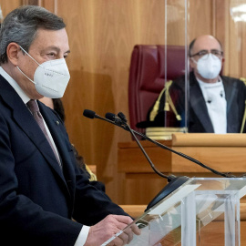 El primer ministro italiano Mario Draghi asistiendo a la ceremonia de apertura del año judicial 2021.