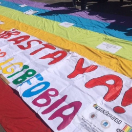 Pancarta en el Día Internacional contra la Homofobia en Madrid. / EP