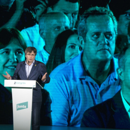 Carles Puigdemont durante un Congreso de su partido en Argelès-sur-Mer, Pirineos orientales, Occitania, (Francia), a 4 de junio de 2022.