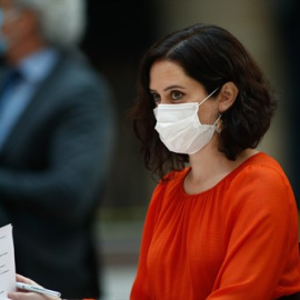 Isabel Díaz Ayuso, interviene durante el acto de presentación de la Estrategia para la Recuperación y Resiliencia de la Comunidad de Madrid, en Madrid, (España), a 17 de febrero de 2021.