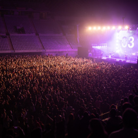 27/03/2021-El grupo español de indie rock e indie pop, Love of Lesbian, durante su concierto en el Palau de Sant Jordi, en Barcelona, Cataluña, a 27 de marzo de 2021