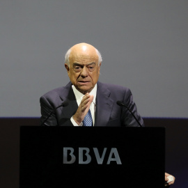 El presidente del BBVA, Francisco González, en la presentación de los resultados de la entidad en 2017. REUTERS/Sergio Perez