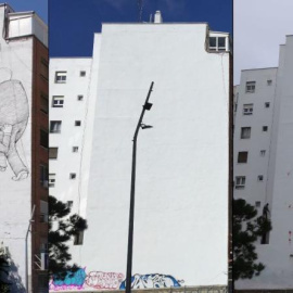 El mural del artista urbano fue borrado por los vecinos y ha aparecido con disparos de armas de 'paintball'.