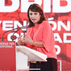 La vicesecretaria general del PSOE, Adriana Lastra, participa en la celebración de la segunda y última jornada de la Convención del PSOE Madrid Ciudad, en el Palacio de Cibeles, a 30 de junio de 2022, en Madrid (España).