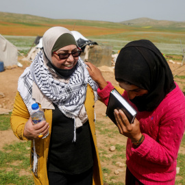 9/03/2021. Manifestantes participan en una reunión en apoyo de los derechos de las mujeres palestinas en la Cisjordania ocupada por Israel. - Reuters