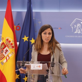 La portavoz adjunta del Grupo Unidos Podemos en el Congreso de los Diputados, Ione Belarra, en rueda de prensa.EUROPA PRESS