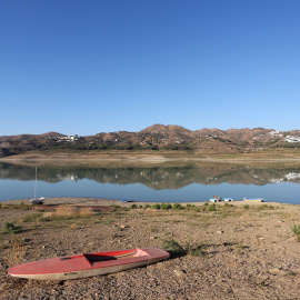 09/08/2022 El pantano de La Viñuela situado en el término de Vélez Málaga se acerca a sus cifras mínimas históricas donde el embalse se encuentra al 12% de su capacidad